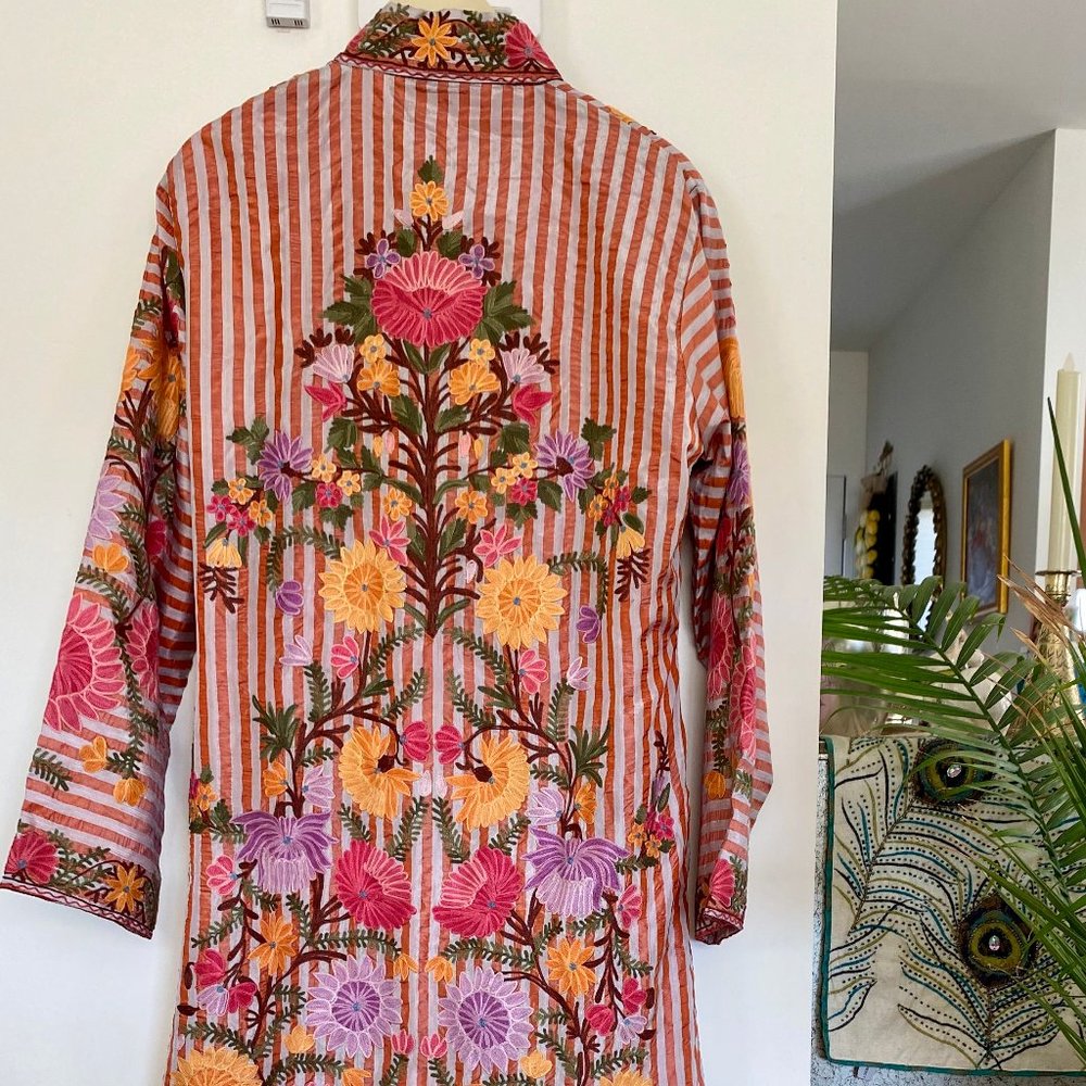 Vintage Sllk Embroidered Kimono Jacket M/L - Picture 2 of 6